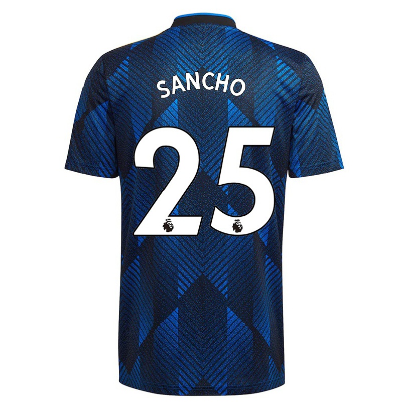 Herren Fußball Jadon Sancho #25 Dunkelblau Ausweichtrikot Trikot 2021/22 T-shirt