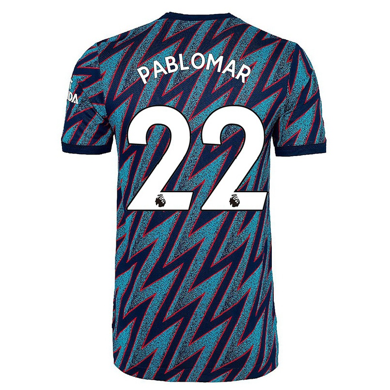 Herren Fußball Pablo Mari #22 Blau Schwarz Ausweichtrikot Trikot 2021/22 T-shirt
