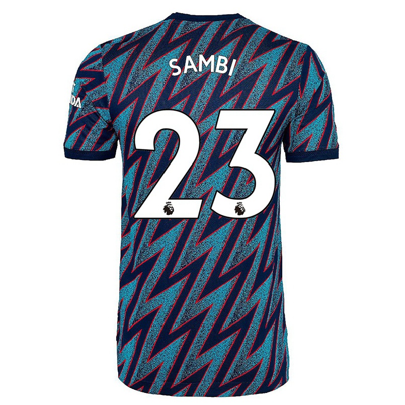 Herren Fußball Albert Sambi Lokonga #23 Blau Schwarz Ausweichtrikot Trikot 2021/22 T-shirt