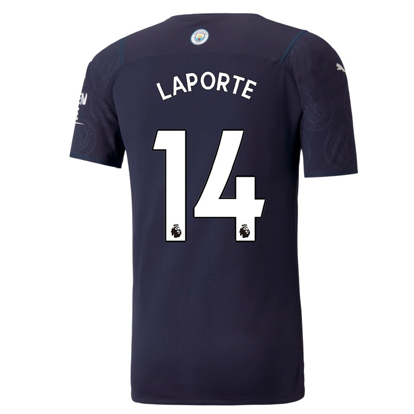 Herren Fußball Aymeric Laporte #14 Dunkelblau Ausweichtrikot Trikot 2021/22 T-shirt