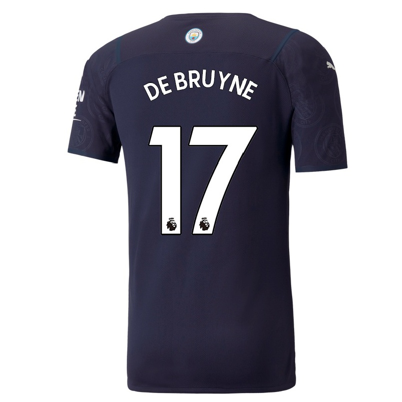 Herren Fußball Kevin De Bruyne #17 Dunkelblau Ausweichtrikot Trikot 2021/22 T-shirt