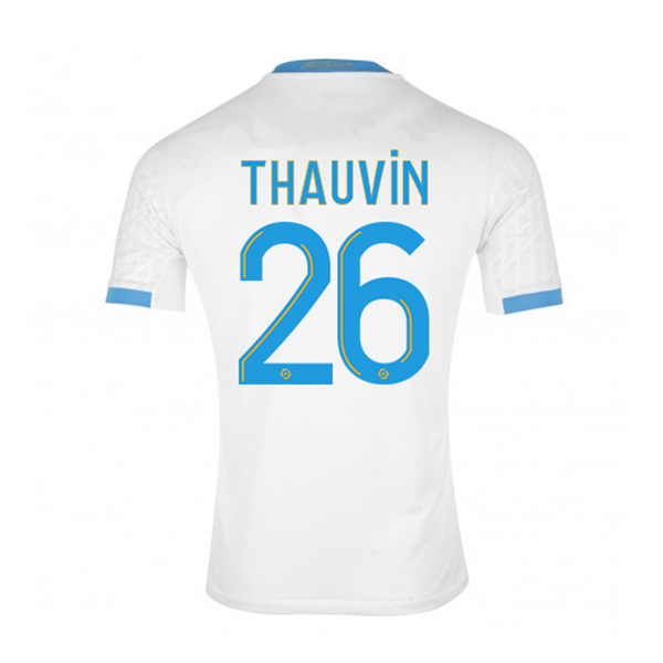 Herren Fußball Florian Thauvin #26 Heimtrikot Weiß Blau Trikot 2020/21 Hemd