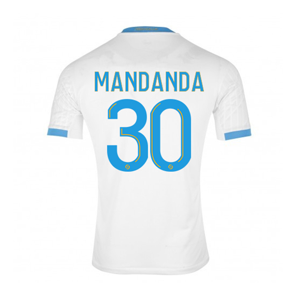 Herren Fußball Steve Mandanda #30 Heimtrikot Weiß Blau Trikot 2020/21 Hemd
