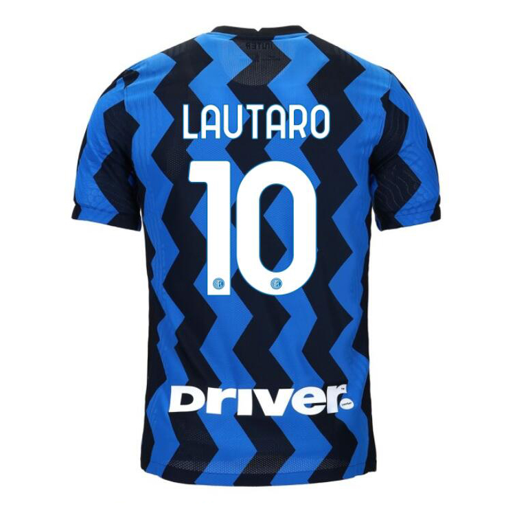 Herren Fußball Lautaro Martinez #10 Heimtrikot Blau Schwarz Trikot 2020/21 Hemd