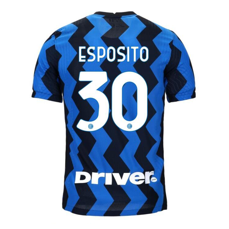 Herren Fußball Sebastiano Esposito #30 Heimtrikot Blau Schwarz Trikot 2020/21 Hemd