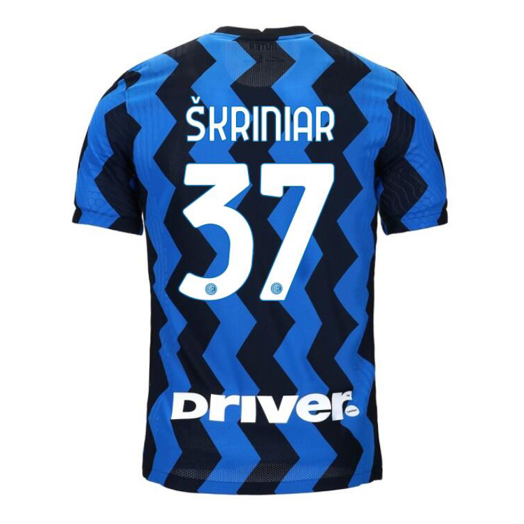 Herren Fußball Milan Skriniar #37 Heimtrikot Blau Schwarz Trikot 2020/21 Hemd