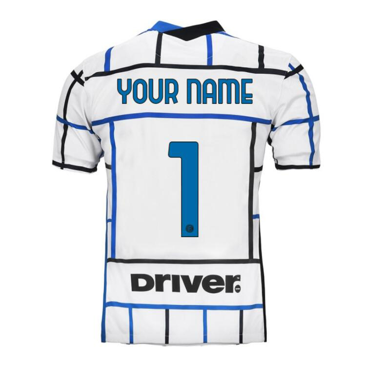 Herren Fußball Dein Name #1 Auswärtstrikot Weiß Blau Trikot 2020/21 Hemd