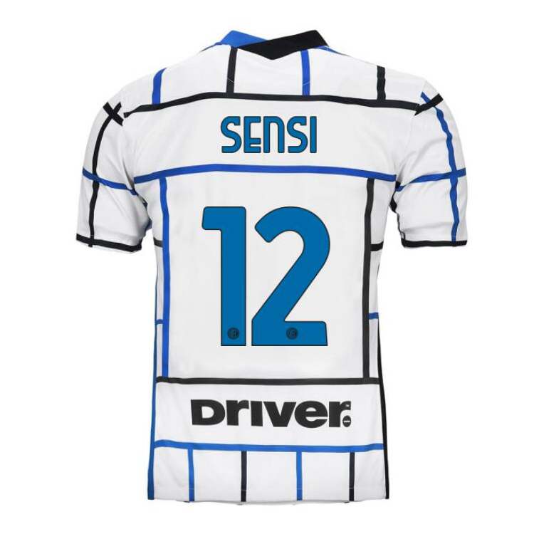 Herren Fußball Stefano Sensi #12 Auswärtstrikot Weiß Blau Trikot 2020/21 Hemd