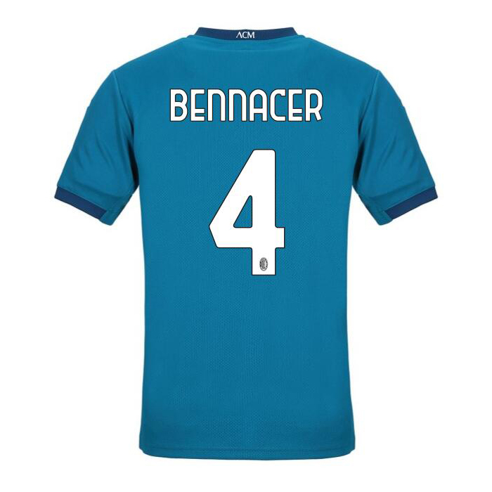 Herren Fußball Ismael Bennacer #4 Ausweichtrikot Blau Trikot 2020/21 Hemd