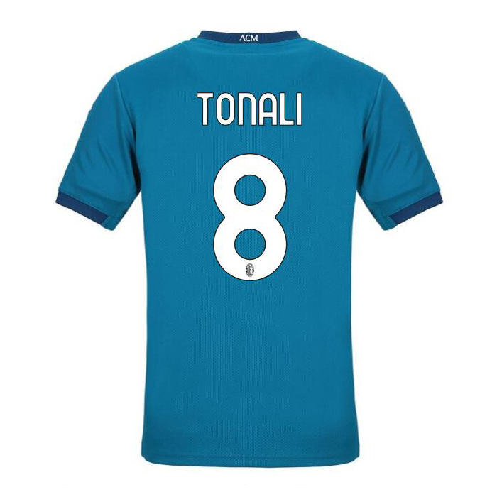 Herren Fußball Sandro Tonali #8 Ausweichtrikot Blau Trikot 2020/21 Hemd