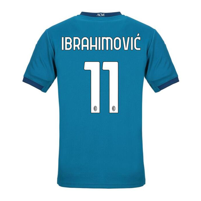 Herren Fußball Zlatan Ibrahimovic #11 Ausweichtrikot Blau Trikot 2020/21 Hemd