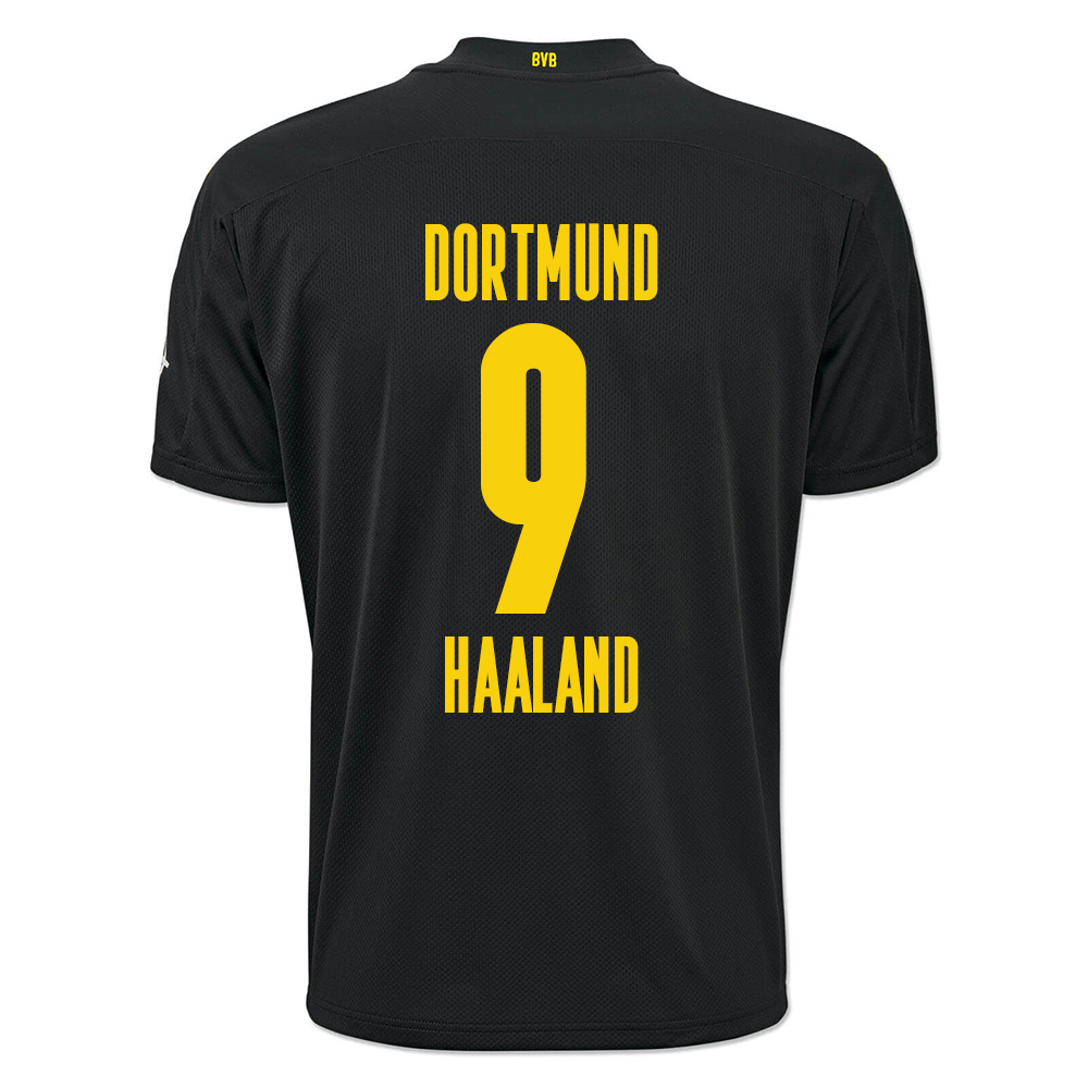 Herren Fußball Erling Haaland #9 Auswärtstrikot Schwarz Trikot 2020/21 Hemd