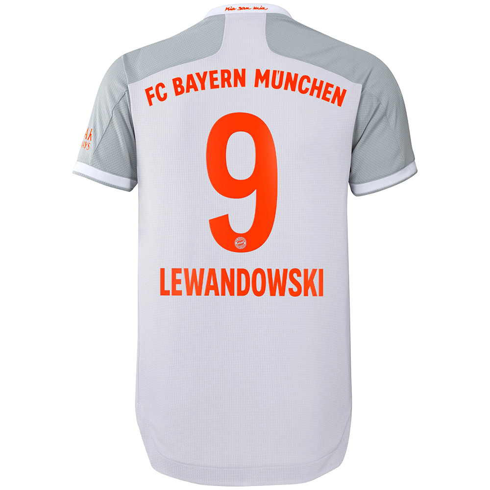 Herren Fußball Robert Lewandowski #9 Auswärtstrikot Grau Trikot 2020/21 Hemd