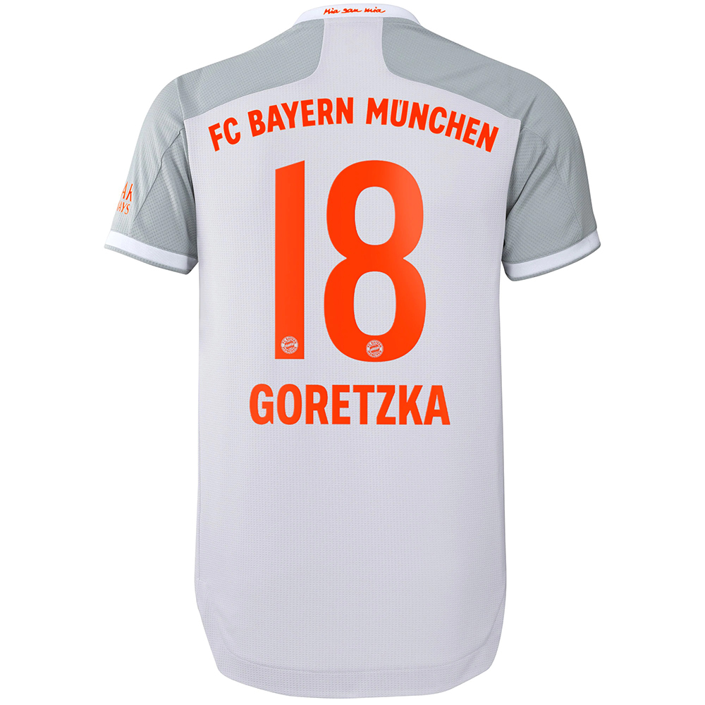 Herren Fußball Leon Goretzka #18 Auswärtstrikot Grau Trikot 2020/21 Hemd