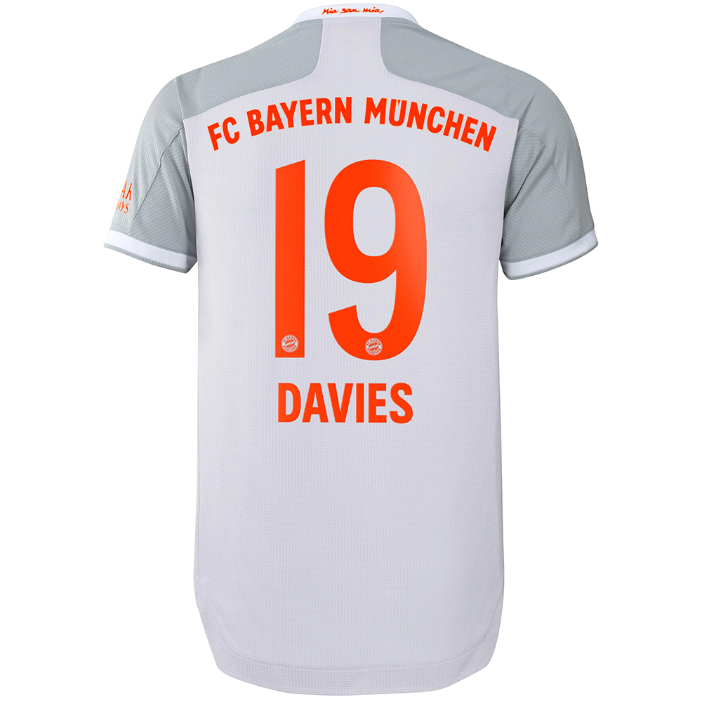 Herren Fußball Alphonso Davies #19 Auswärtstrikot Grau Trikot 2020/21 Hemd