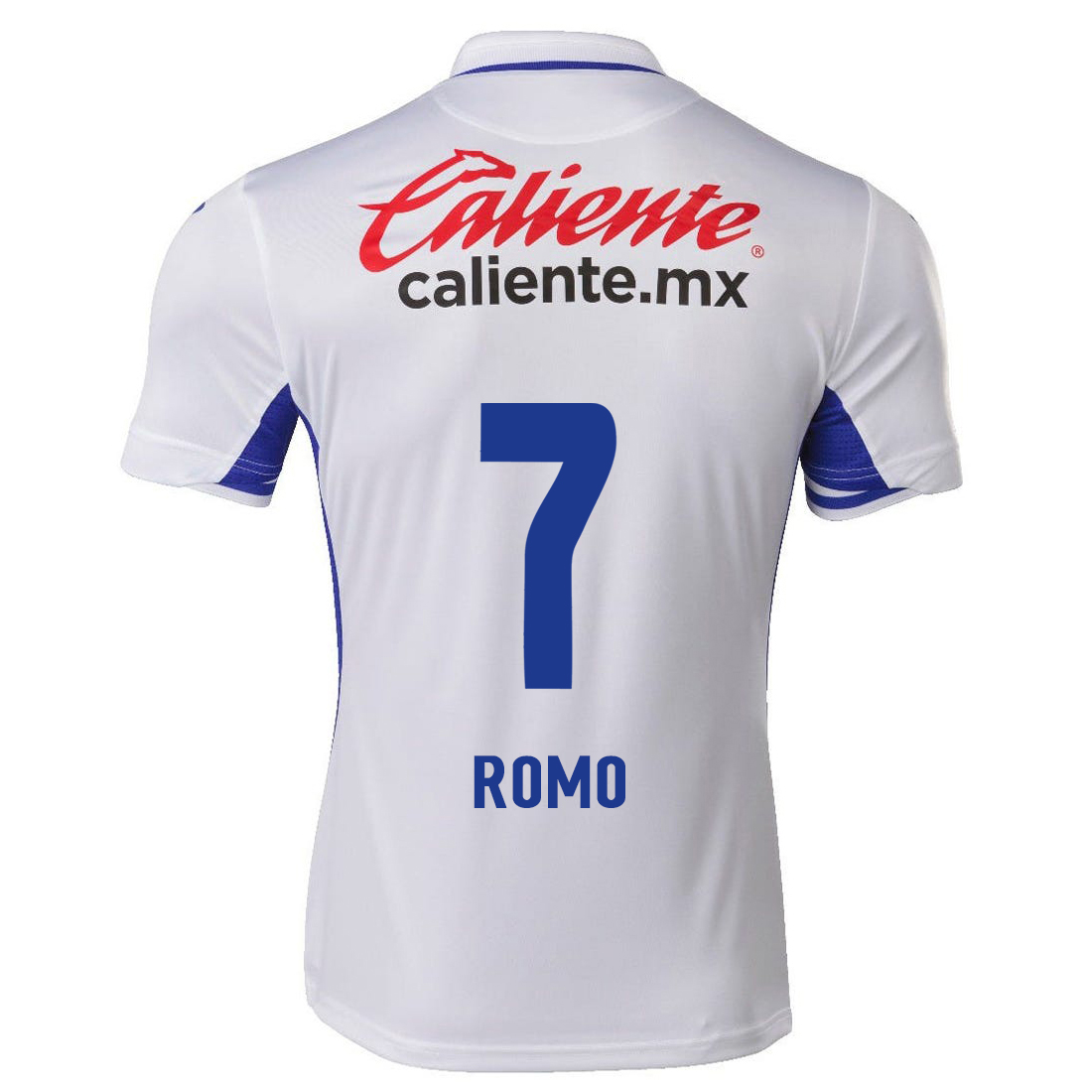 Herren Fußball Luis Romo #7 Auswärtstrikot Weiß Blau Trikot 2020/21 Hemd