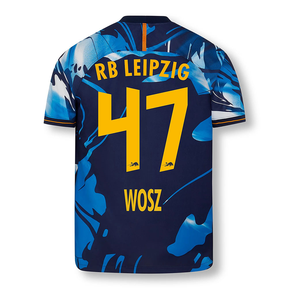 Herren Fußball Joscha Wosz #47 UEFA Weiß Blau Trikot 2020/21 Hemd
