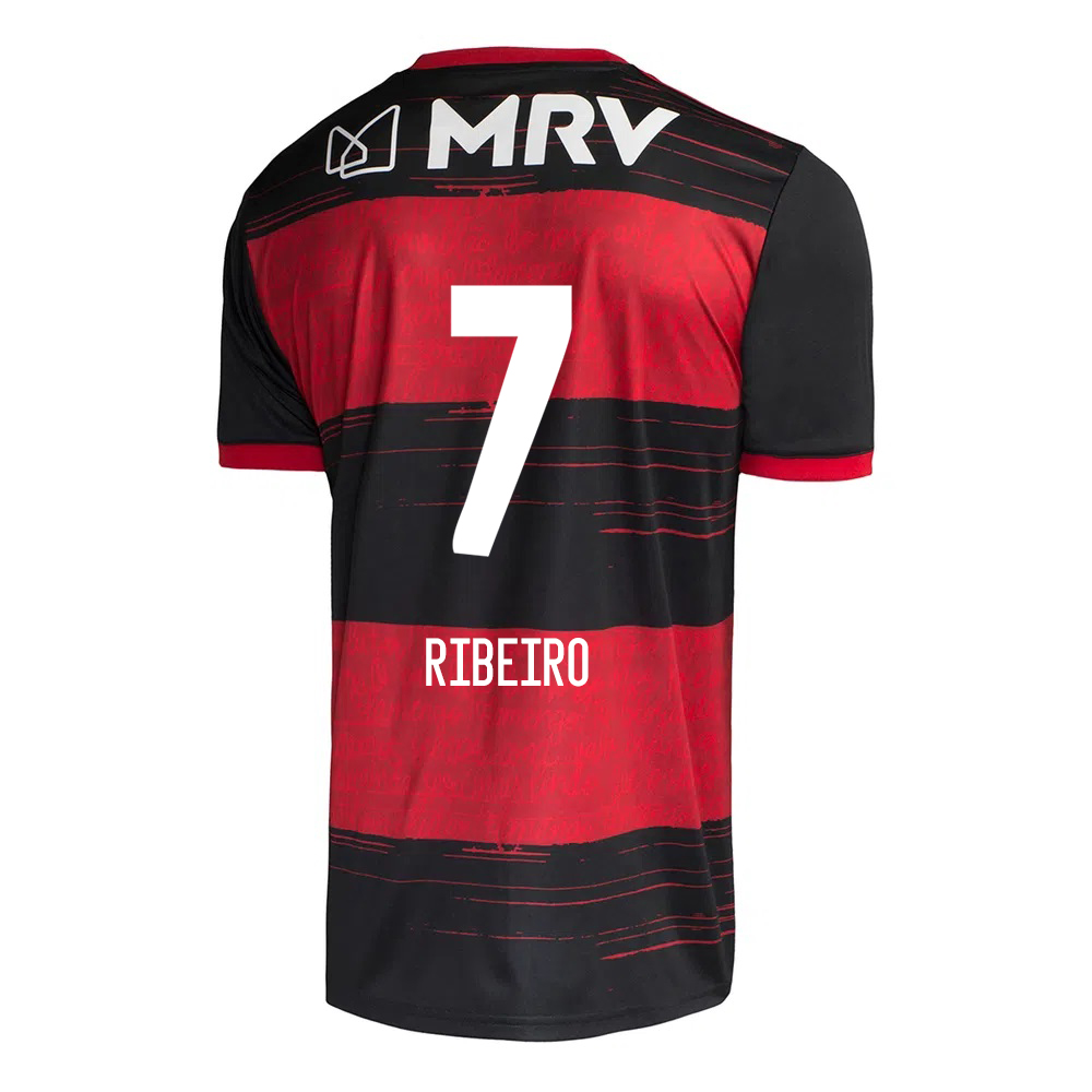 Herren Fußball Everton Ribeiro #7 Heimtrikot Rot Schwarz Trikot 2020/21 Hemd