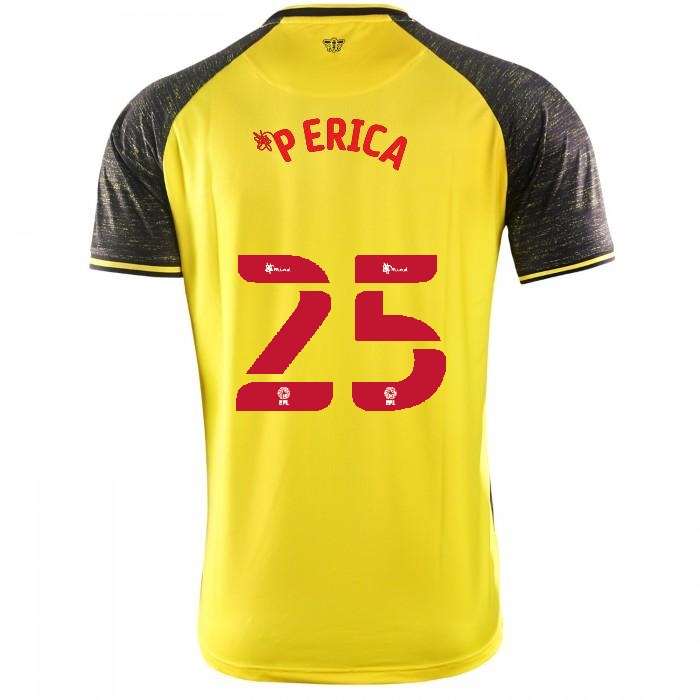 Herren Fußball Stipe Perica #25 Heimtrikot Gelb Schwarz Trikot 2020/21 Hemd