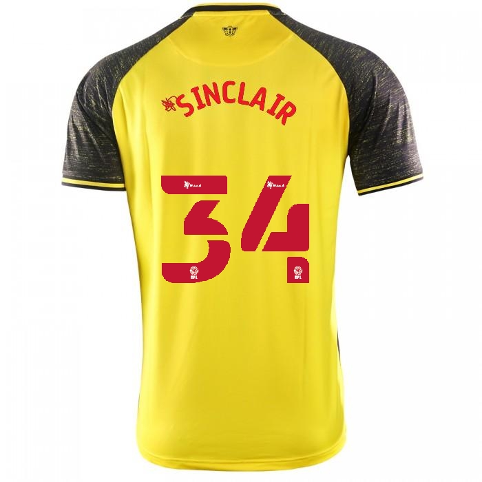Herren Fußball Jerome Sinclair #34 Heimtrikot Gelb Schwarz Trikot 2020/21 Hemd