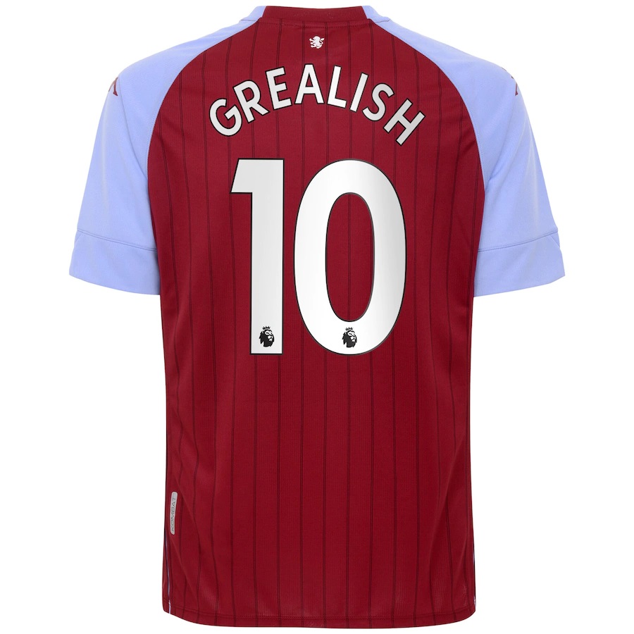 Herren Fußball Jack Grealish #10 Heimtrikot Rot Blau Trikot 2020/21 Hemd