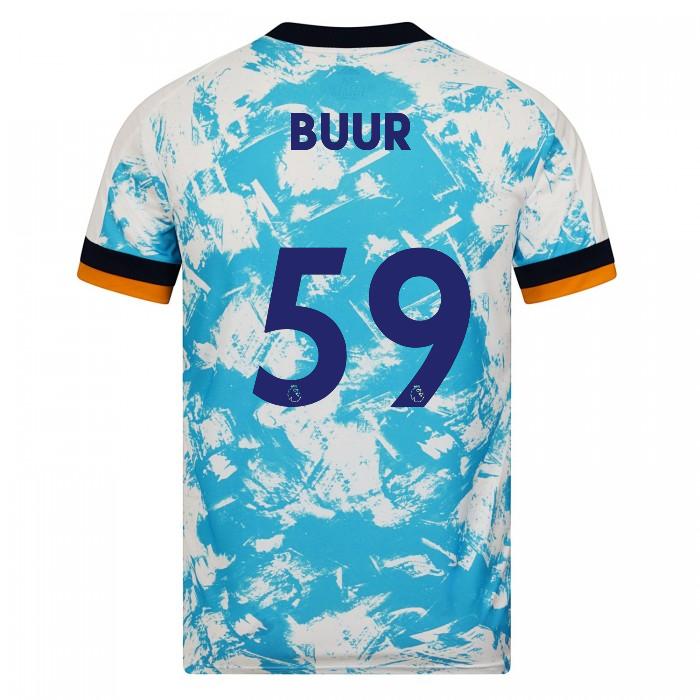 Herren Fußball Oskar Buur #59 Auswärtstrikot Weiß Blau Trikot 2020/21 Hemd