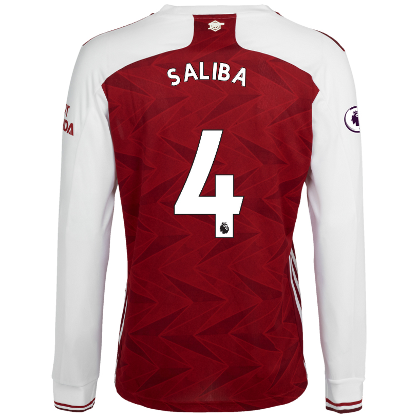 Herren Fußball William Saliba #4 Heimtrikot Rot Long Sleeved Shirt 2020/21 Hemd