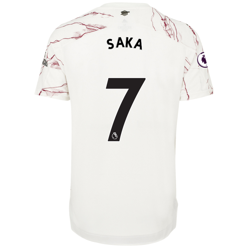 Herren Fußball Bukayo Saka #7 Auswärtstrikot Weiß Trikot 2020/21 Hemd
