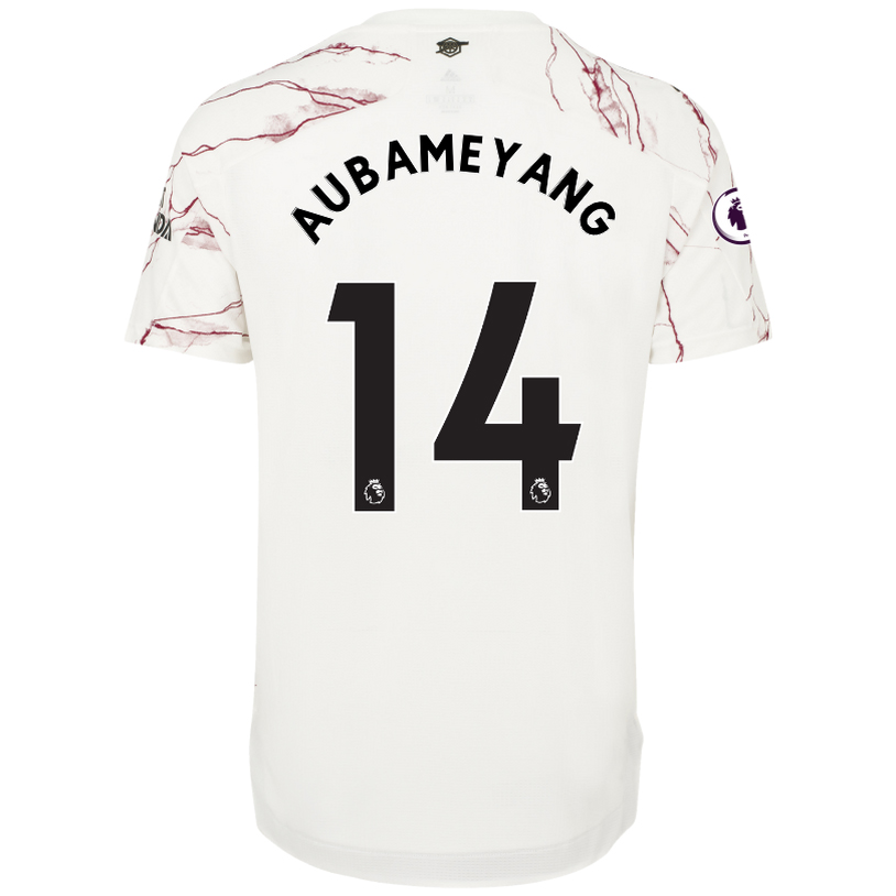 Herren Fußball Pierre-emerick Aubameyang #14 Auswärtstrikot Weiß Trikot 2020/21 Hemd