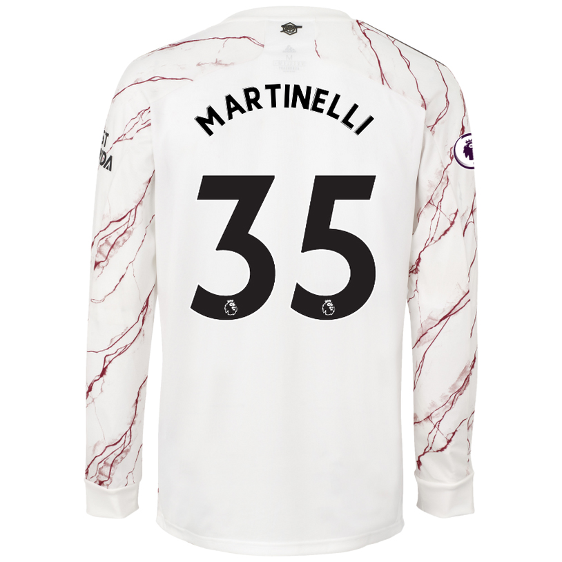 Herren Fußball Gabriel Martinelli #35 Auswärtstrikot Weiß Long Sleeved Shirt 2020/21 Hemd