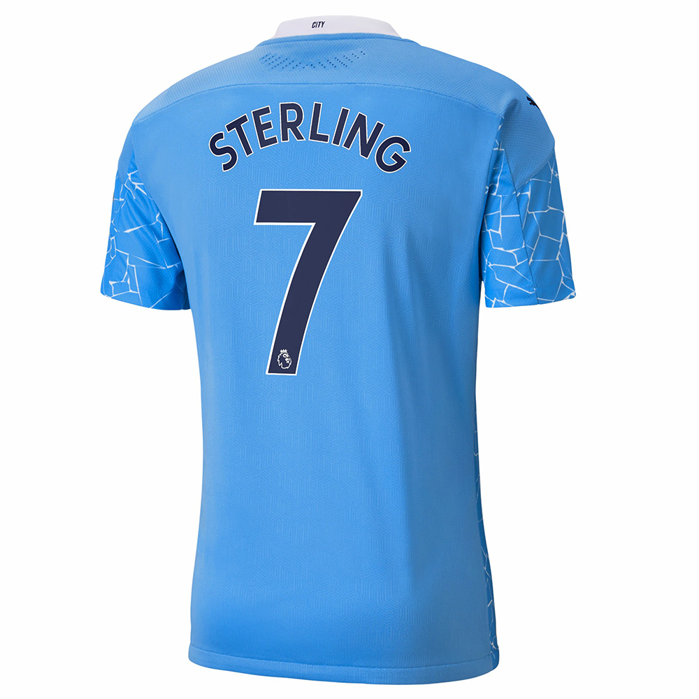 Herren Fußball Raheem Sterling #7 Heimtrikot Blau Trikot 2020/21 Hemd