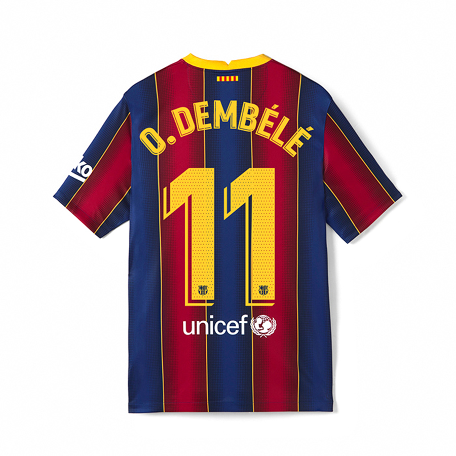 Herren Fußball Ousmane Dembele #11 Heimtrikot Rot Blau Trikot 2020/21 Hemd