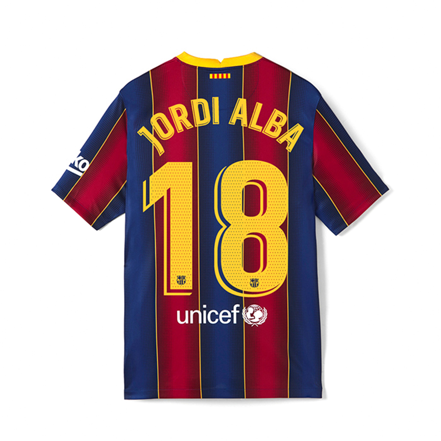 Herren Fußball Jordi Alba #18 Heimtrikot Rot Blau Trikot 2020/21 Hemd