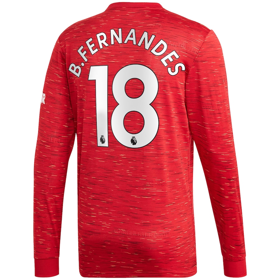 Herren Fußball Bruno Fernandes #18 Heimtrikot Rot Long Sleeved Shirt 2020/21 Hemd