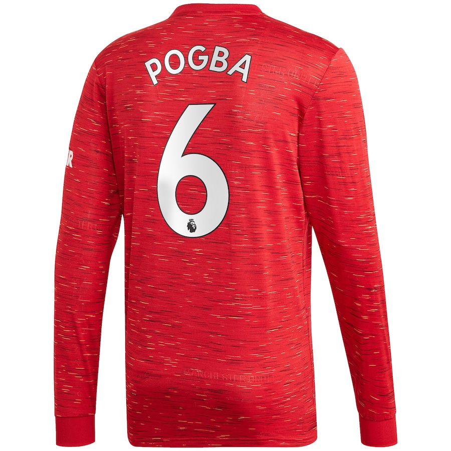 Herren Fußball Paul Pogba #6 Heimtrikot Rot Long Sleeved Shirt 2020/21 Hemd
