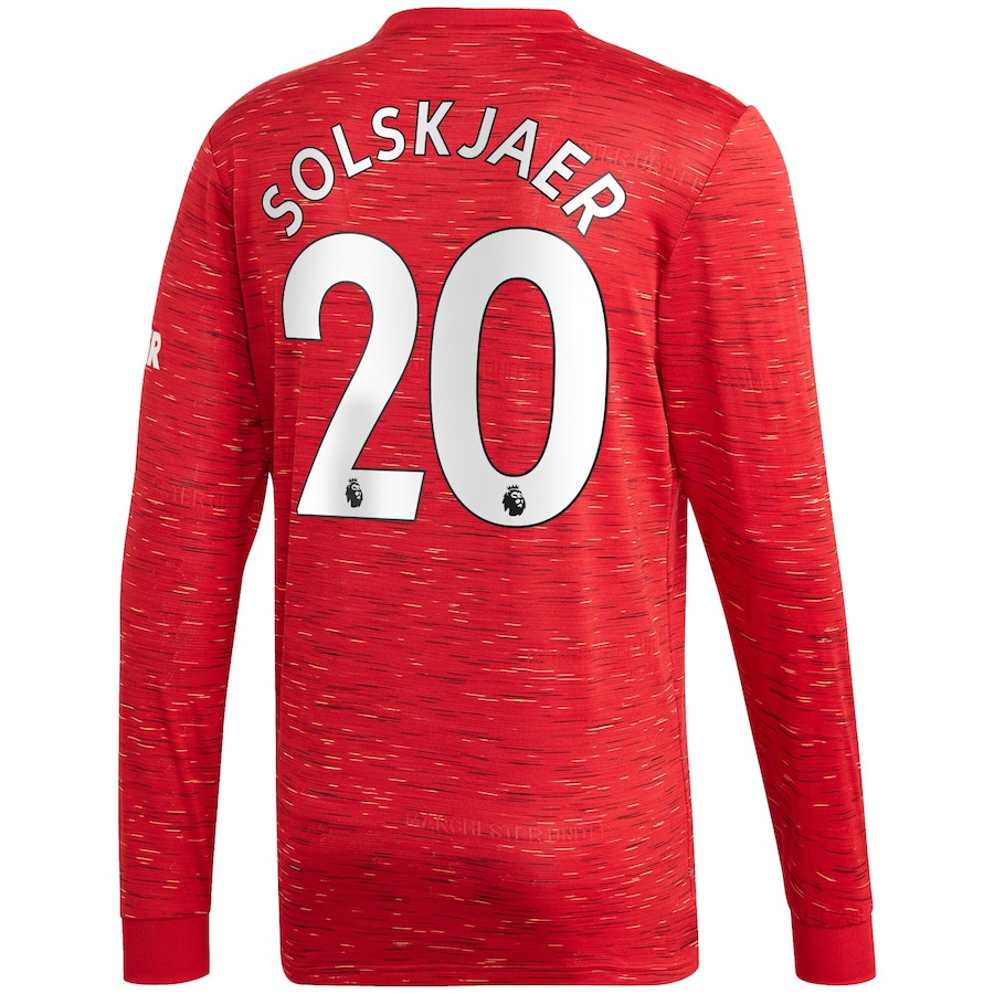 Herren Fußball Ole Gunnar Solskjaer #20 Heimtrikot Rot Long Sleeved Shirt 2020/21 Hemd