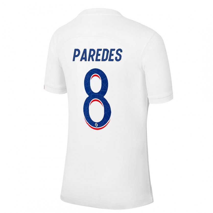 Kandiny Kinder Leandro Paredes #8 Weiß Blau Ausweichtrikot Trikot 2022/23 T-shirt