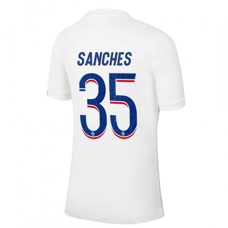 Kandiny Kinder Renato Sanches #35 Weiß Blau Ausweichtrikot Trikot 2022/23 T-shirt