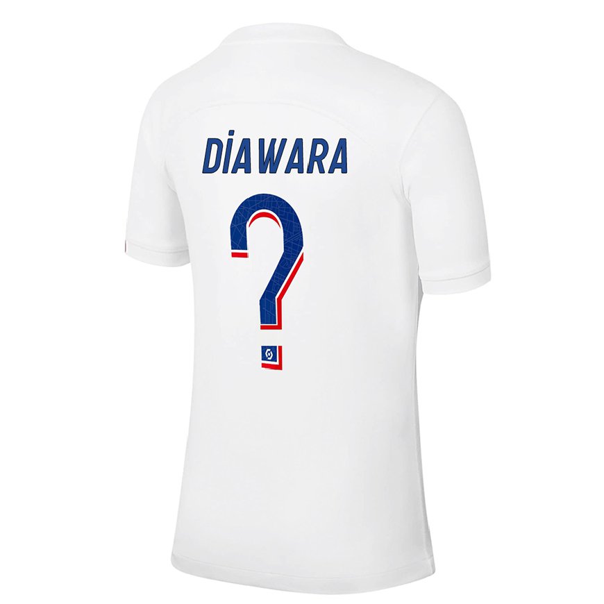 Kandiny Kinder Mahamadou Diawara #0 Weiß Blau Ausweichtrikot Trikot 2022/23 T-shirt