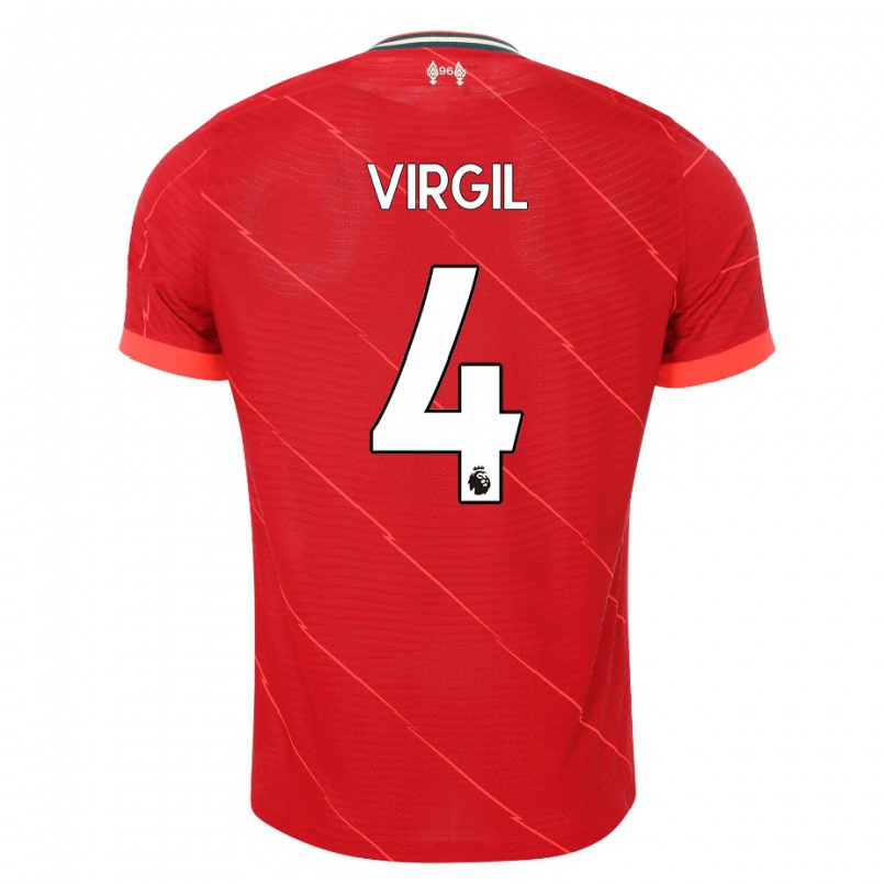 Damen Fußball Virgil Van Dijk #4 Rot Heimtrikot Trikot 2021/22 T-shirt