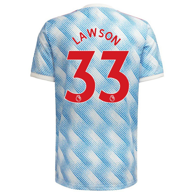 Damen Fußball Poppy Lawson #33 Blau Weiss Auswärtstrikot Trikot 2021/22 T-shirt