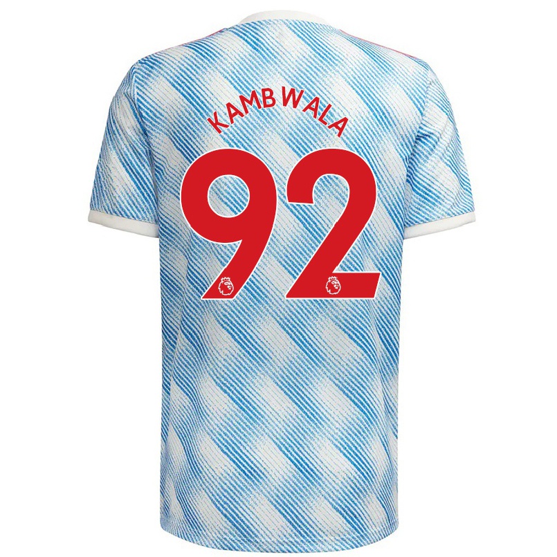 Damen Fußball Willy Kambwala #92 Blau Weiss Auswärtstrikot Trikot 2021/22 T-shirt
