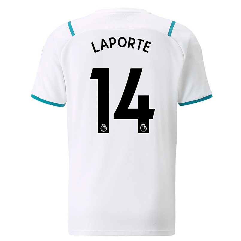 Damen Fußball Aymeric Laporte #14 Weiß Auswärtstrikot Trikot 2021/22 T-shirt