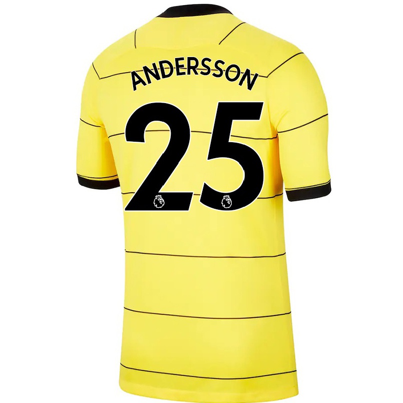 Damen Fußball Jonna Andersson #25 Gelb Auswärtstrikot Trikot 2021/22 T-shirt