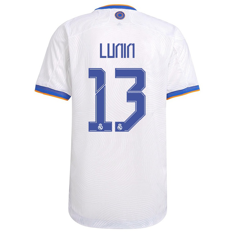 Damen Fußball Andriy Lunin #13 Weiß Heimtrikot Trikot 2021/22 T-shirt