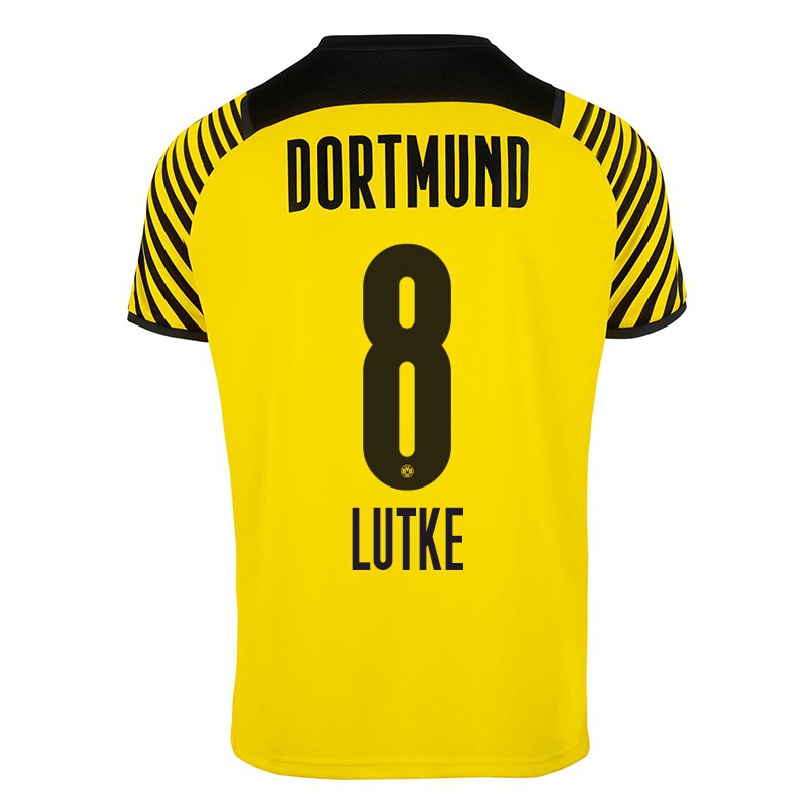Damen Fußball Dennis Lutke-frie #8 Gelb Heimtrikot Trikot 2021/22 T-shirt