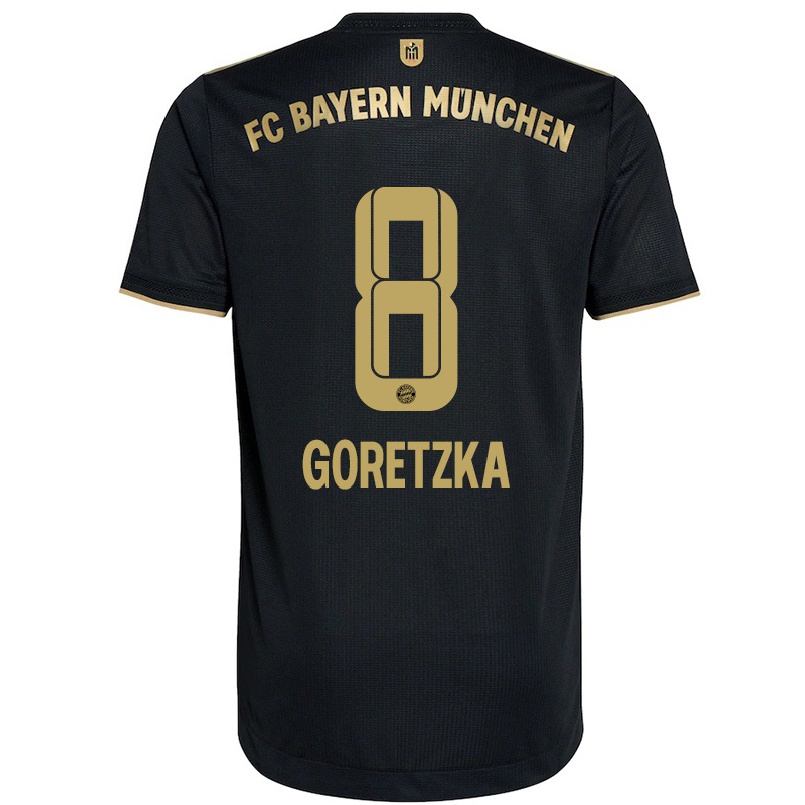 Damen Fußball Leon Goretzka #8 Schwarz Auswärtstrikot Trikot 2021/22 T-shirt