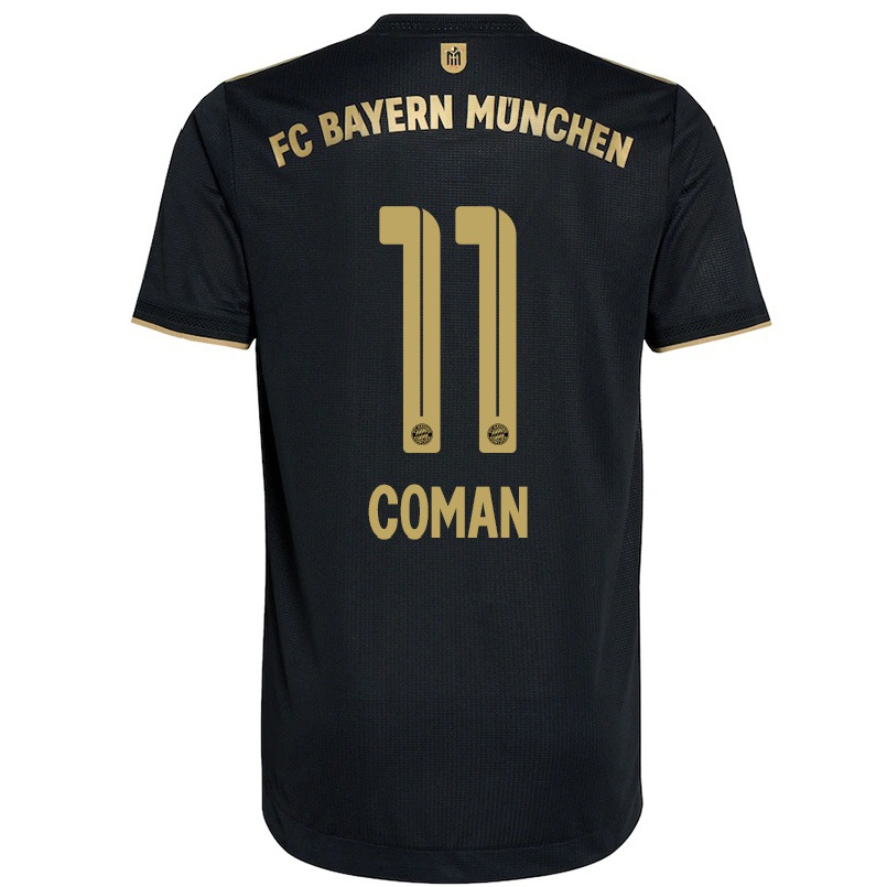 Damen Fußball Kingsley Coman #11 Schwarz Auswärtstrikot Trikot 2021/22 T-shirt