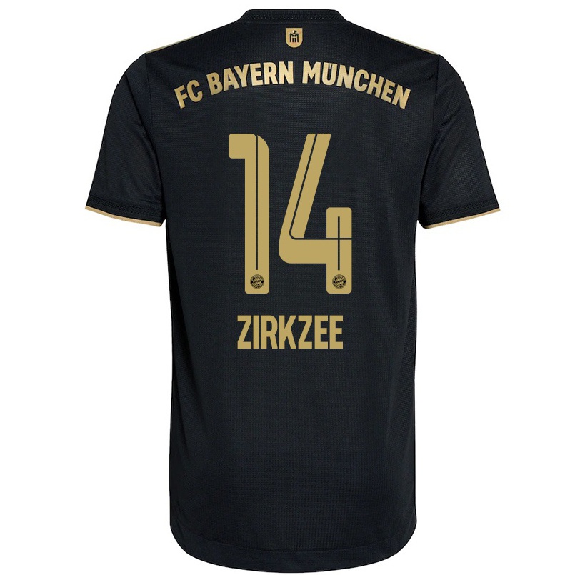 Damen Fußball Joshua Zirkzee #14 Schwarz Auswärtstrikot Trikot 2021/22 T-shirt