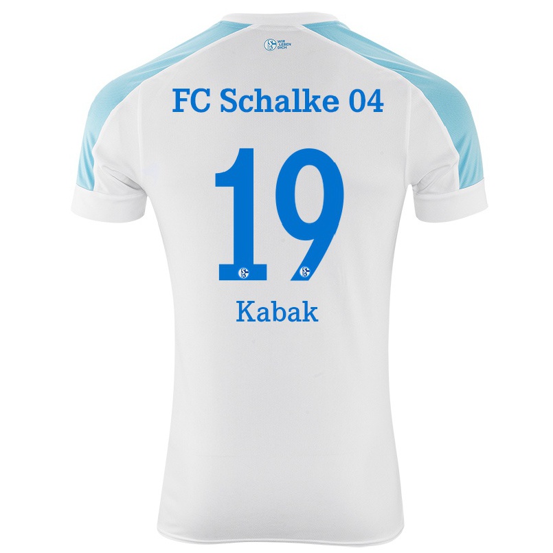 Damen Fußball Ozan Kabak #19 Weiß Blau Auswärtstrikot Trikot 2021/22 T-shirt